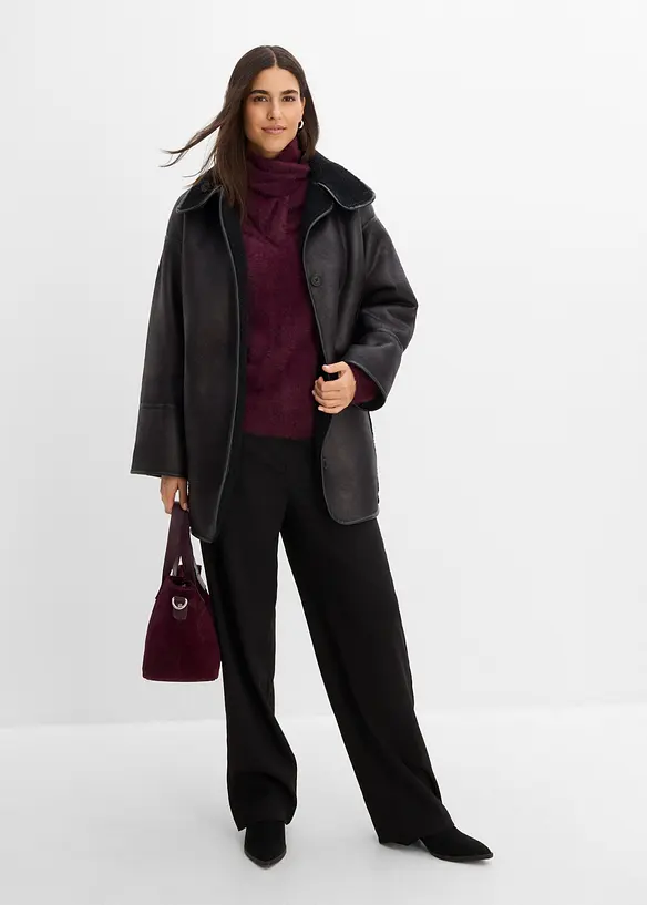 Manteau court oversize, doubl&eacute; sherpa, bonprix