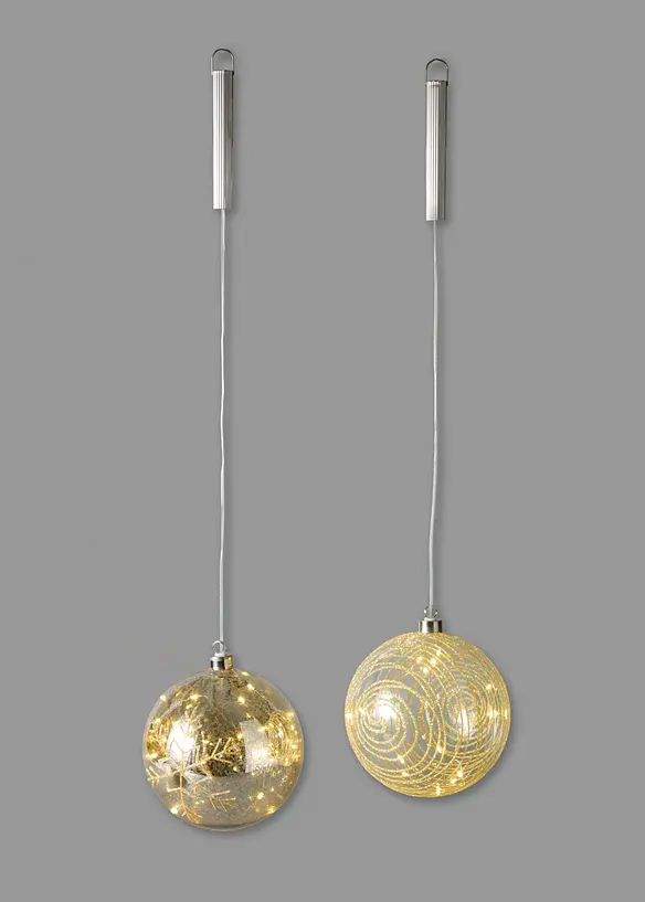 LED-H&auml;ngedeko Weihnachtskugeln (2er Pack), bonprix