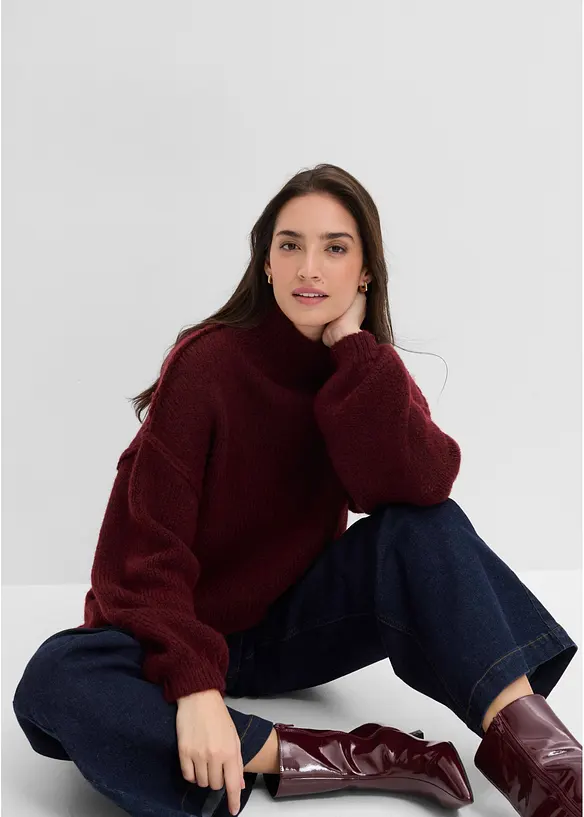 Pull en grosse maille &agrave; col montant, bonprix