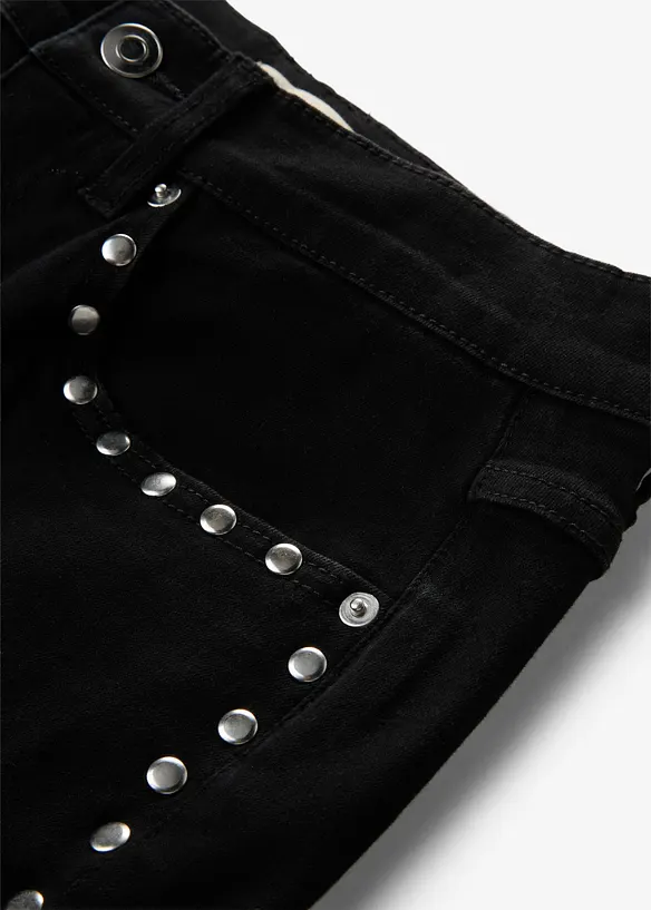 Flared-Jeans High Waist mit Nietenbesatz, bonprix