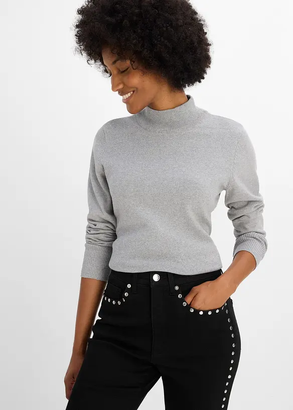 Flared-Jeans High Waist mit Nietenbesatz, bonprix