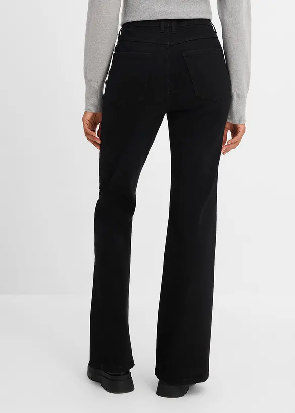 Flared-Jeans High Waist mit Nietenbesatz, bonprix