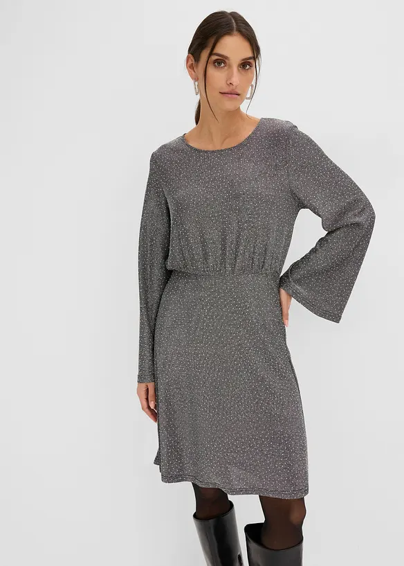 Jerseykleid mit Glitzereffekt und Strasssteinchen, bonprix