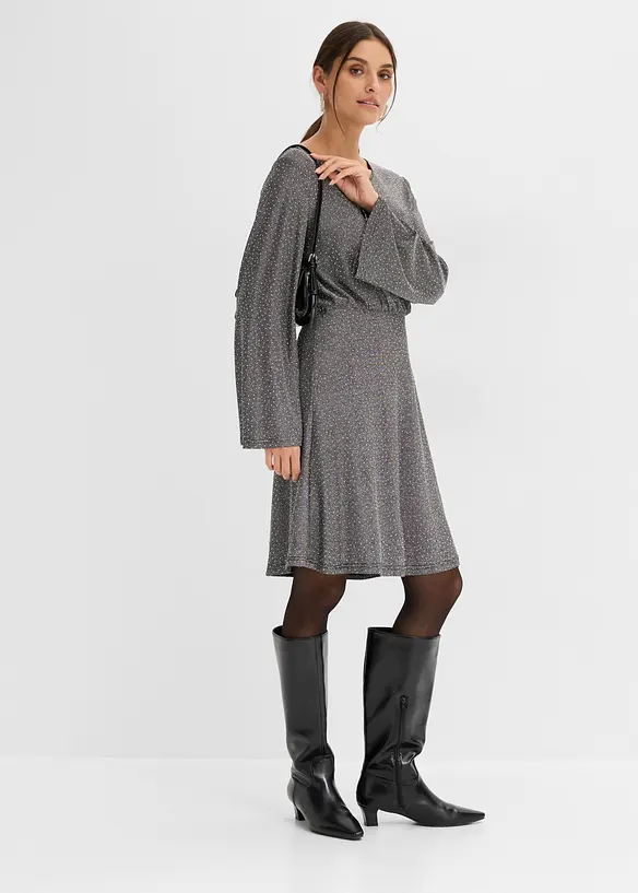 Jerseykleid mit Glitzereffekt und Strasssteinchen, bonprix