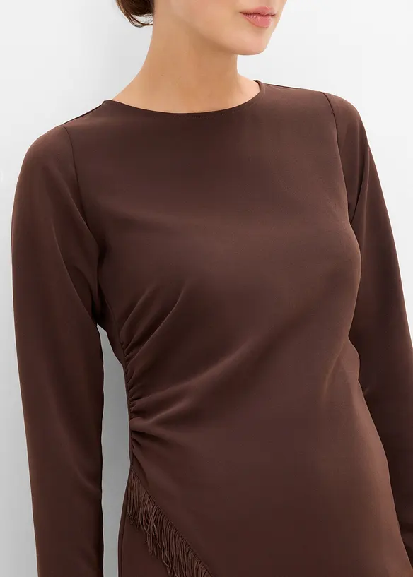 Asymmetrisches Midikleid mit Fransen, bonprix