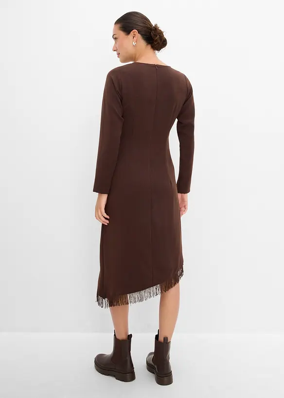 Asymmetrisches Midikleid mit Fransen, bonprix
