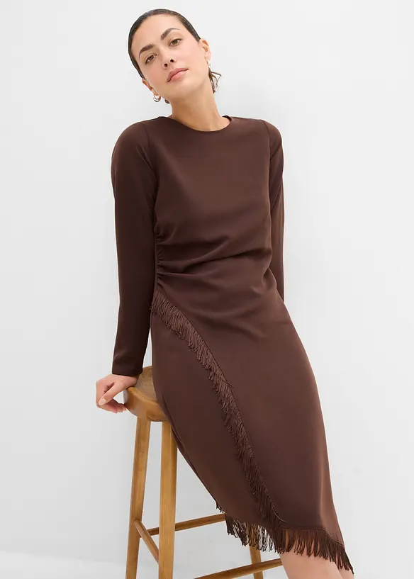 Asymmetrisches Midikleid mit Fransen, bonprix