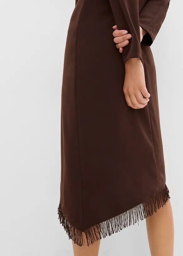 Asymmetrisches Midikleid mit Fransen, bonprix