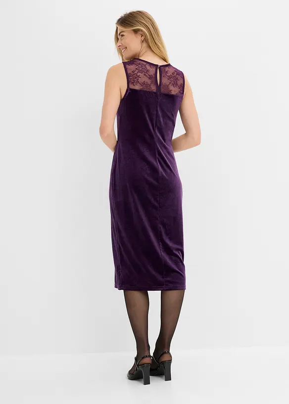 Kleid aus Samt mit Spitzeneinsatz, bonprix