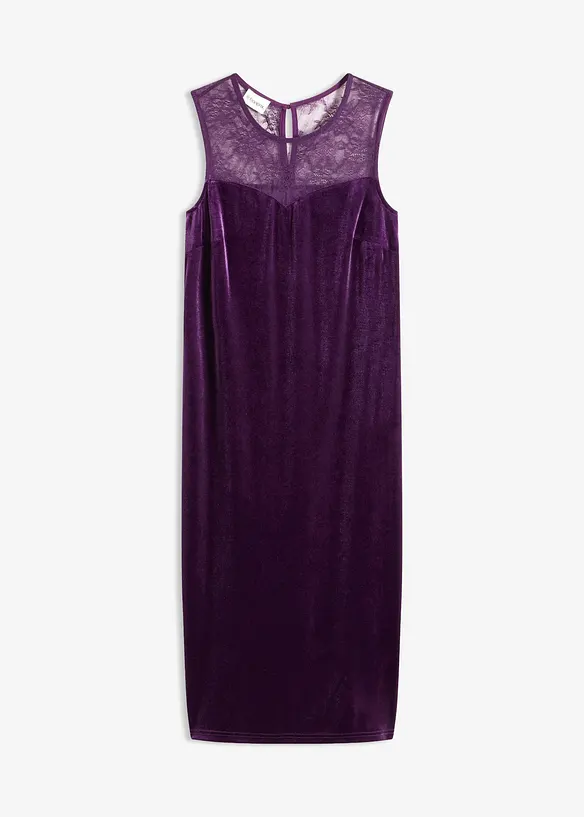 Kleid aus Samt mit Spitzeneinsatz, bonprix