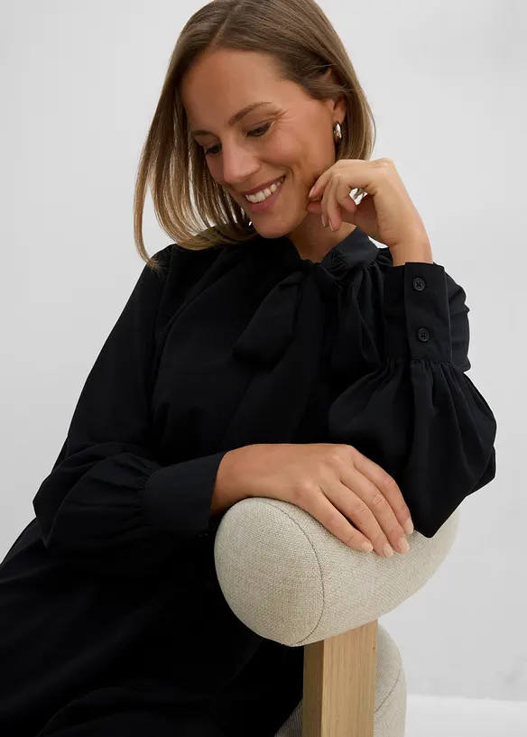Robe-chemise &agrave; col lavalli&egrave;re, bonprix