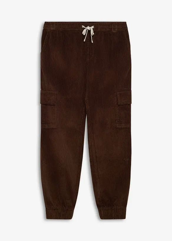 Pantalon cargo en velours c&ocirc;tel&eacute; extensible &agrave; taille confortable, bonprix