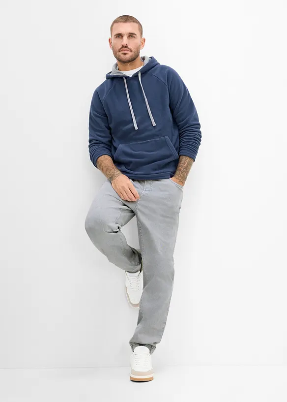 Relaxed-Fit Schlupfhose aus reinem Baumwoll-Twill, Tapered, bonprix