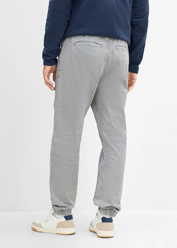 Relaxed-Fit Schlupfhose aus reinem Baumwoll-Twill, Tapered, bonprix