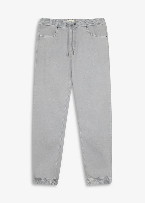 Relaxed-Fit Schlupfhose aus reinem Baumwoll-Twill, Tapered, bonprix