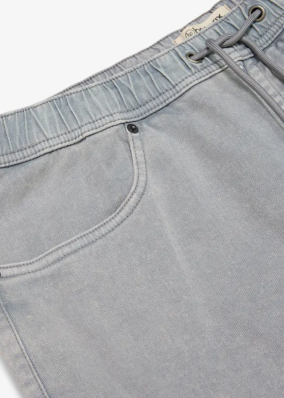 Relaxed-Fit Schlupfhose aus reinem Baumwoll-Twill, Tapered, bonprix