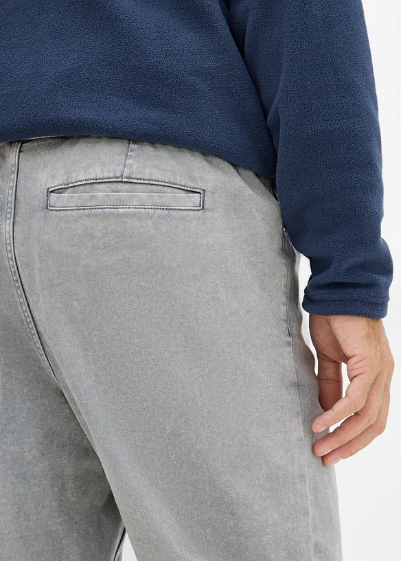 Relaxed-Fit Schlupfhose aus reinem Baumwoll-Twill, Tapered, bonprix