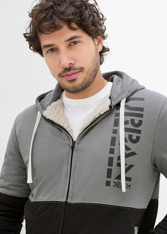 Sweat zipp&eacute; chaud avec doublure peluche, bonprix