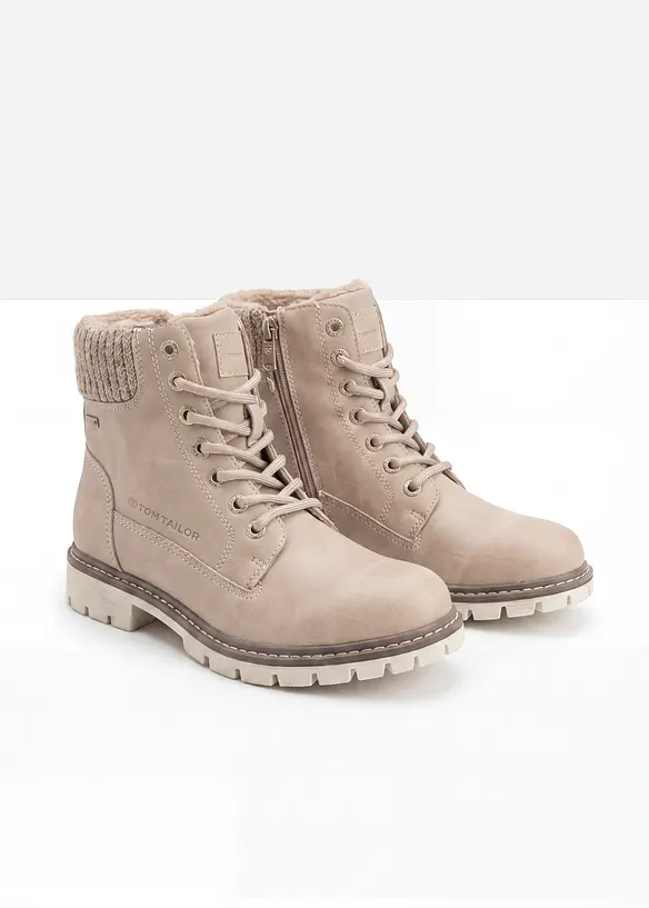 Boots lac&eacute;es Tom Tailor &agrave; semelle crant&eacute;e, Tom Tailor