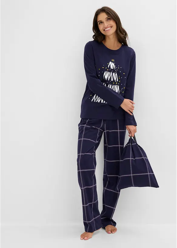 Pyjama en coton doux avec pochette cadeau, bonprix