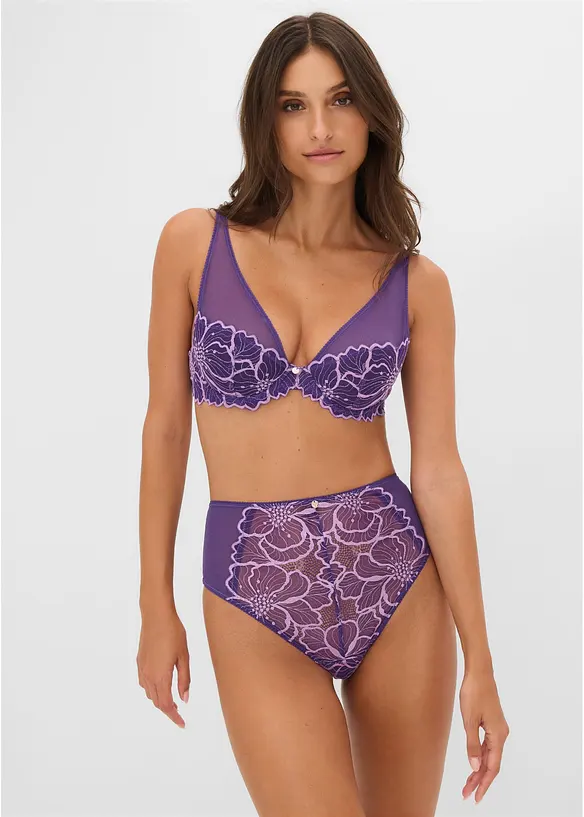 String taille haute avec dentelle bicolore, bonprix
