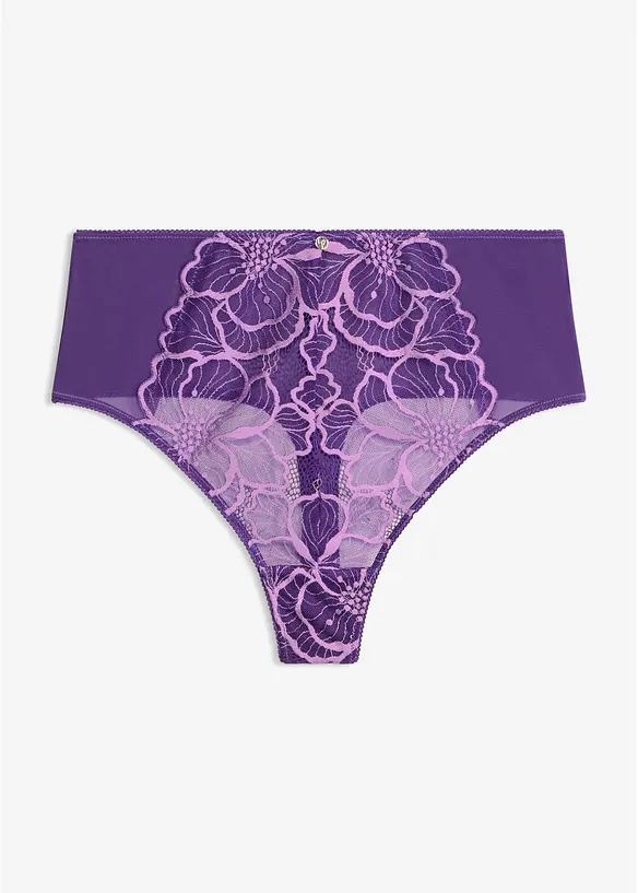 String taille haute avec dentelle bicolore, bonprix