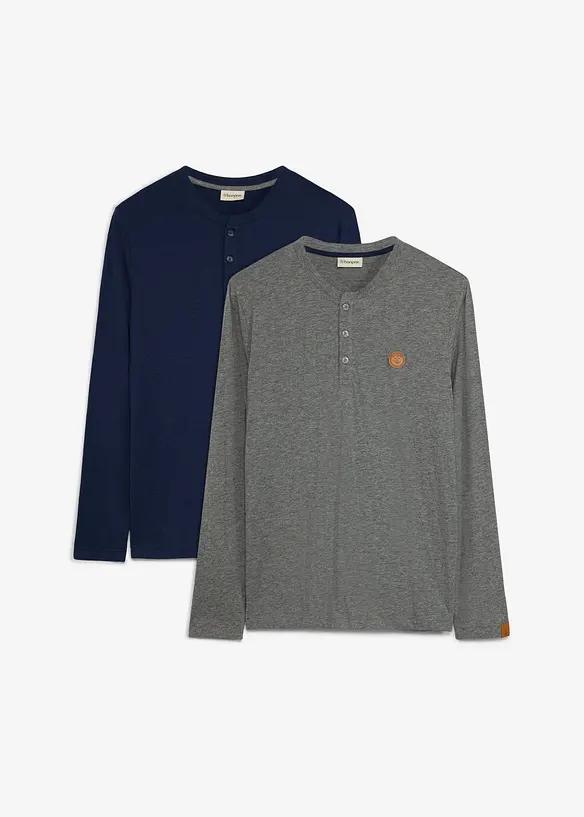 Lot de 2 T-shirts manches longues, bonprix