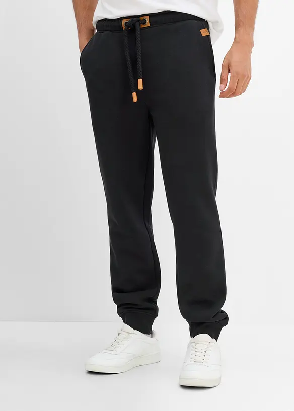 Jogginghose aus schwerer Qualit&auml;t mit PU-Details, bonprix