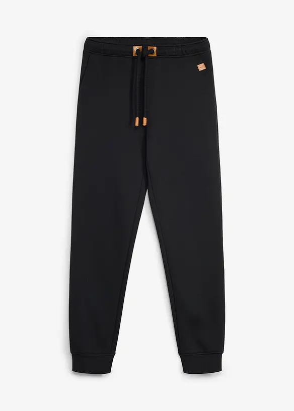Jogginghose aus schwerer Qualit&auml;t mit PU-Details, bonprix