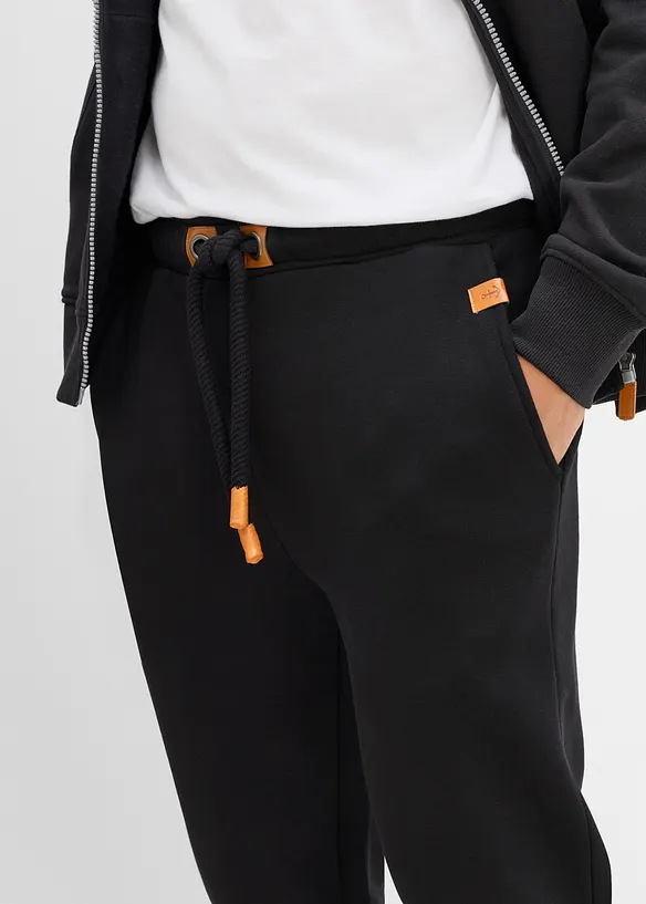 Jogginghose aus schwerer Qualit&auml;t mit PU-Details, bonprix