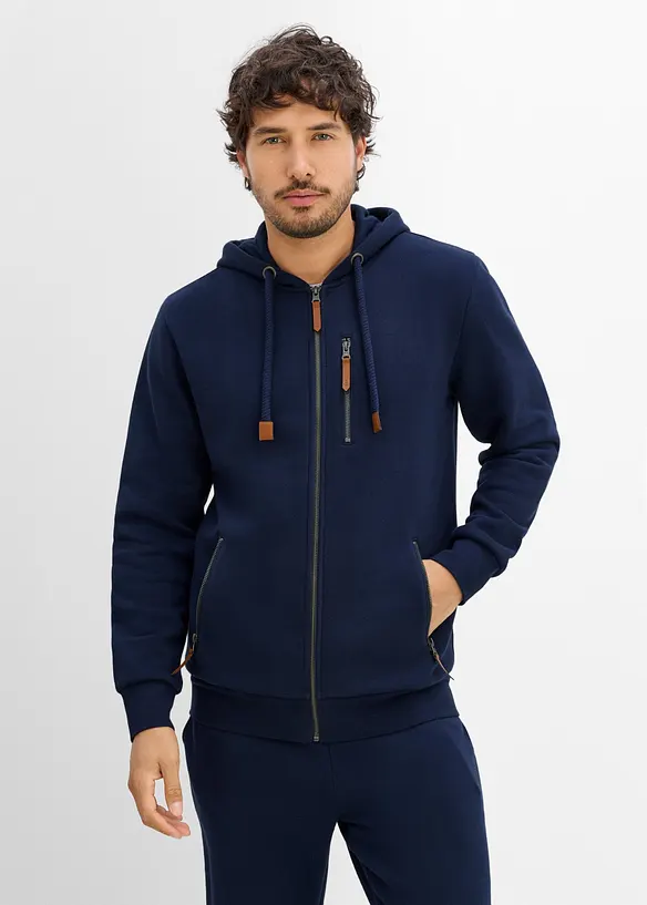 Sweat zipp&eacute; &eacute;pais avec d&eacute;tails en PU, bonprix