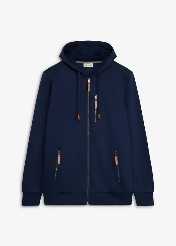Sweat zipp&eacute; &eacute;pais avec d&eacute;tails en PU, bonprix
