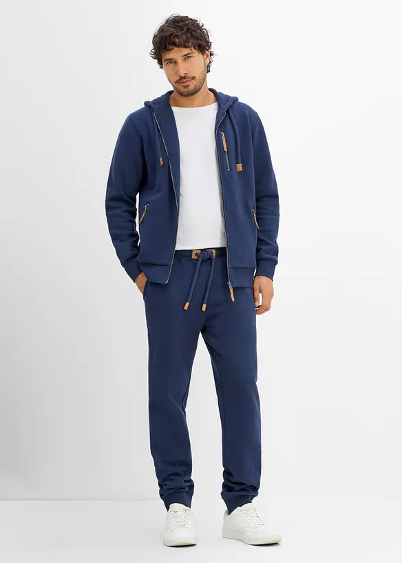 Pantalon de jogging en sweat &eacute;pais avec d&eacute;tails PU, bonprix