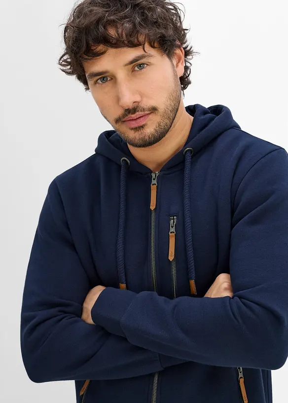 Sweat zipp&eacute; &eacute;pais avec d&eacute;tails en PU, bonprix