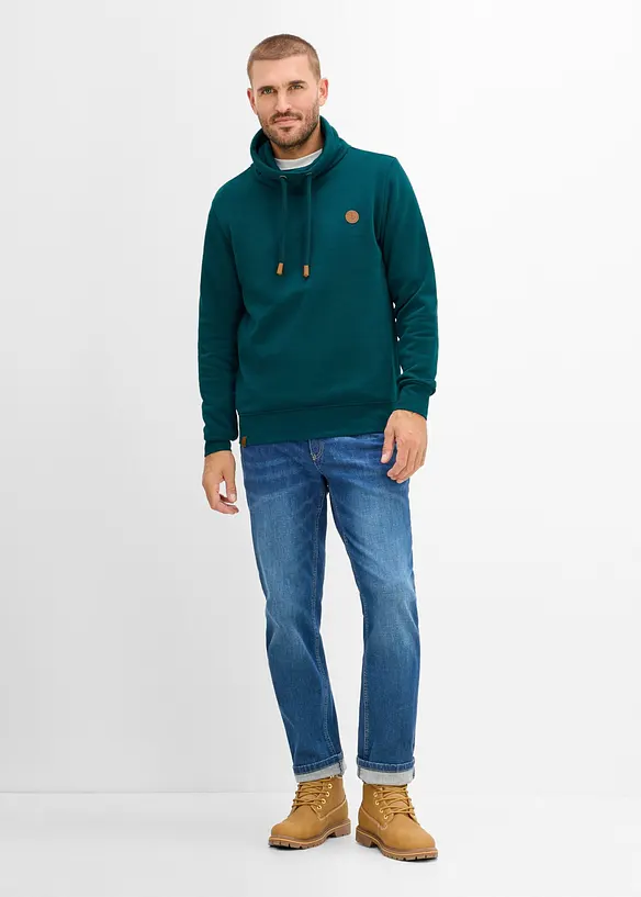 Sweat-shirt &eacute;pais avec d&eacute;tails en PU, bonprix