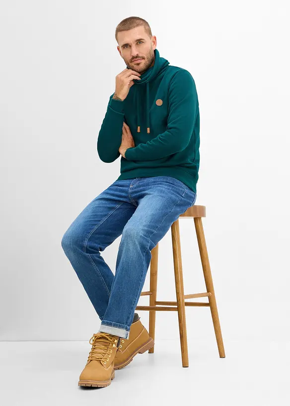 Sweat-shirt &eacute;pais avec d&eacute;tails en PU, bonprix