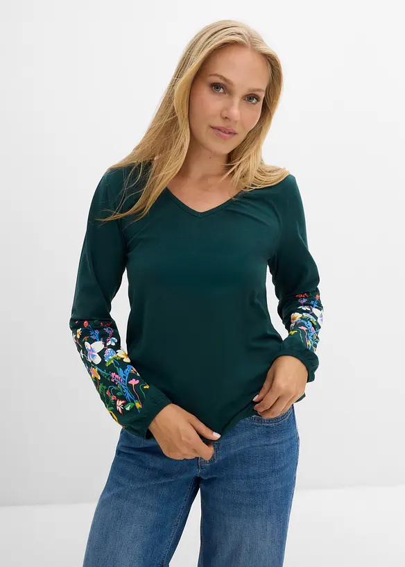 Langarmshirt aus Bio-Baumwoll-Stretch, bonprix