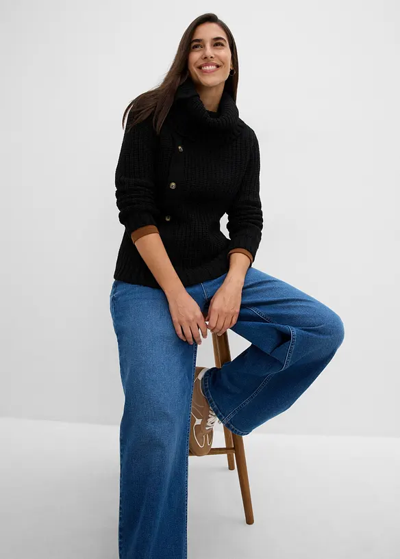 Pull &agrave; patte de boutonnage, bonprix