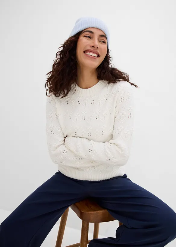 Pull en maille ajour&eacute;e, bonprix