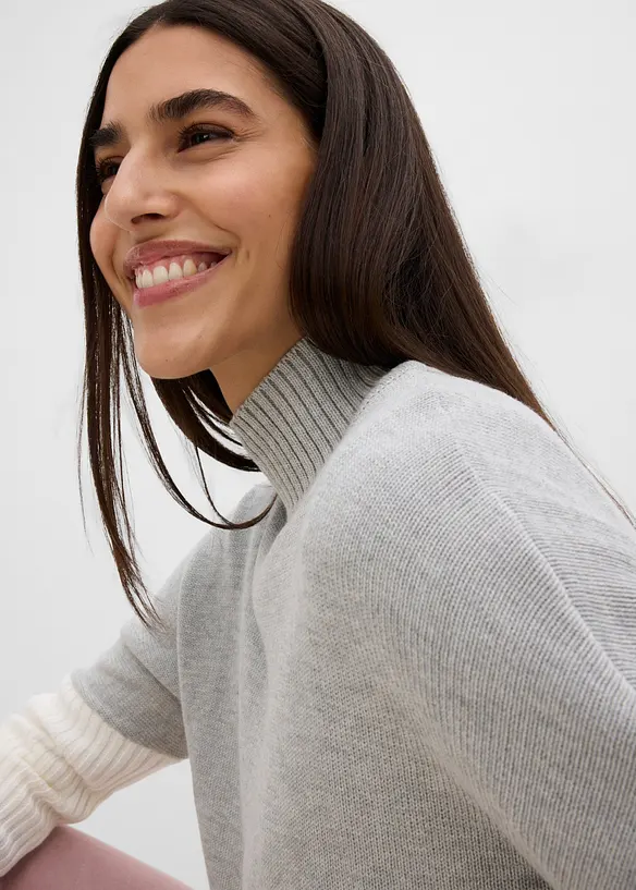 Loose-Fit Pullover mit seitlichem Schlitz aus Baumwoll-Mix, bonprix