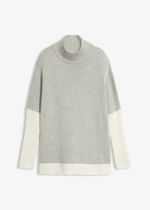 Loose-Fit Pullover mit seitlichem Schlitz aus Baumwoll-Mix, bonprix