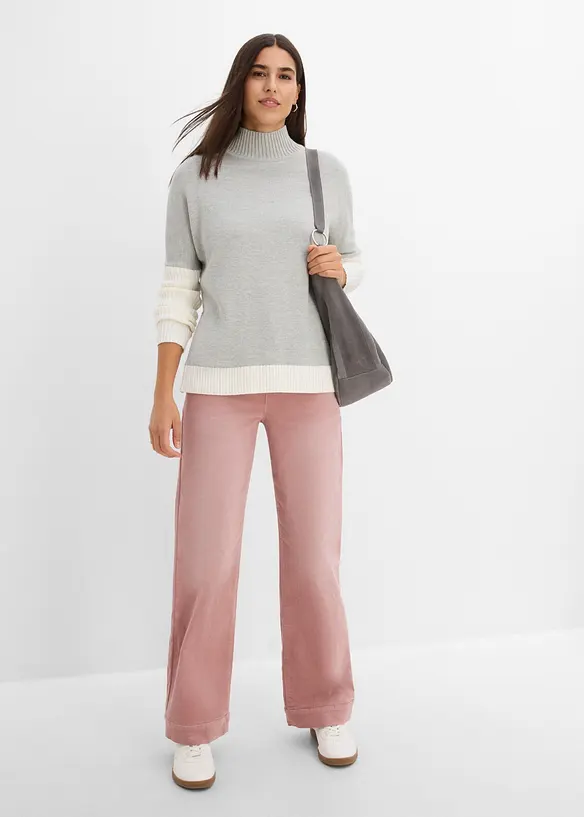 Loose-Fit Pullover mit seitlichem Schlitz aus Baumwoll-Mix, bonprix