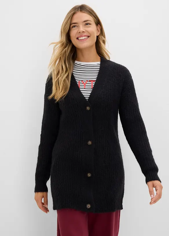 Grobstrickjacke aus weichem Wollmix, bonprix