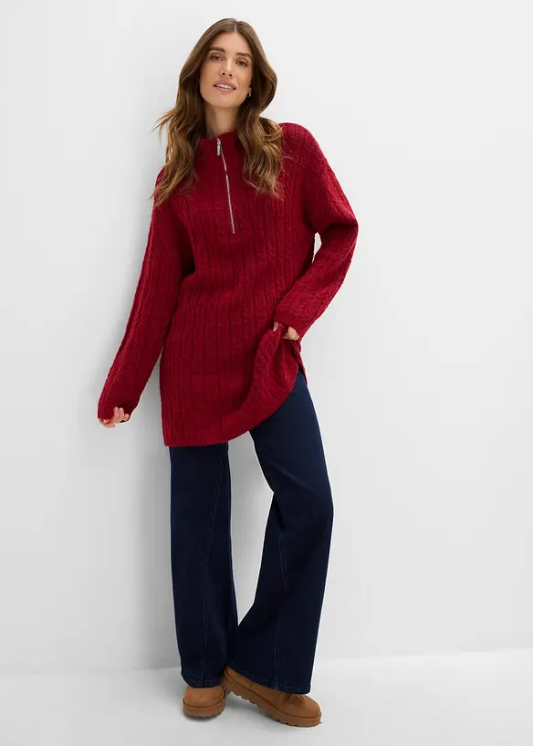 Pull long &agrave; motif torsad&eacute;, bonprix
