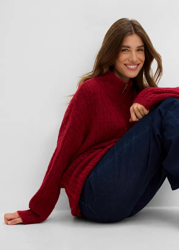 Pull long &agrave; motif torsad&eacute;, bonprix