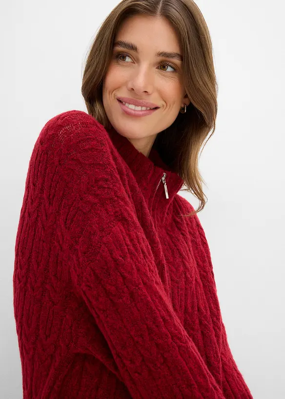 Pull long &agrave; motif torsad&eacute;, bonprix