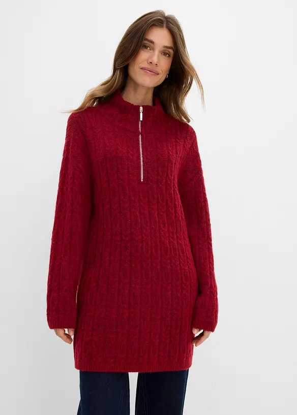 Pull long &agrave; motif torsad&eacute;, bonprix