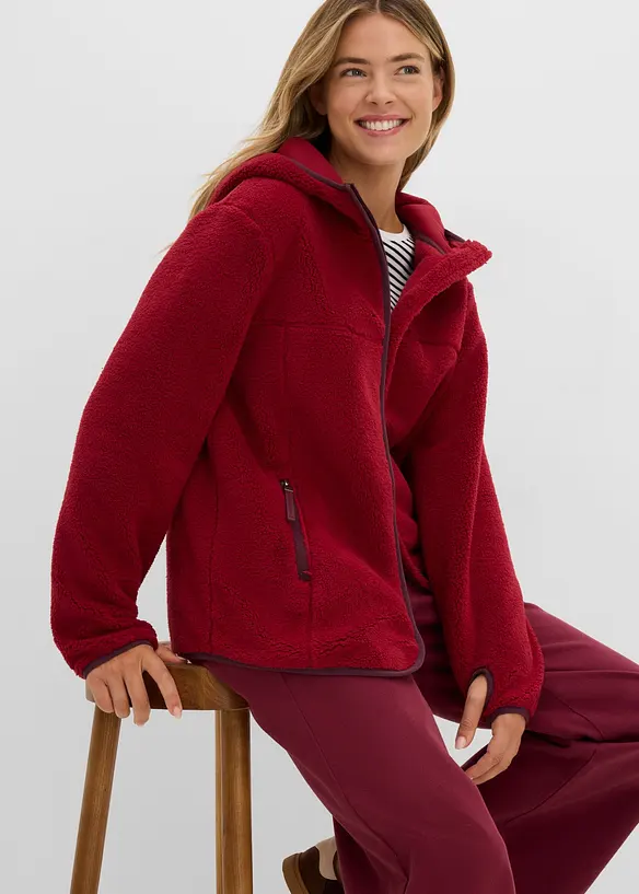 Teddy-Fleece Jacke mit Kapuze, bonprix
