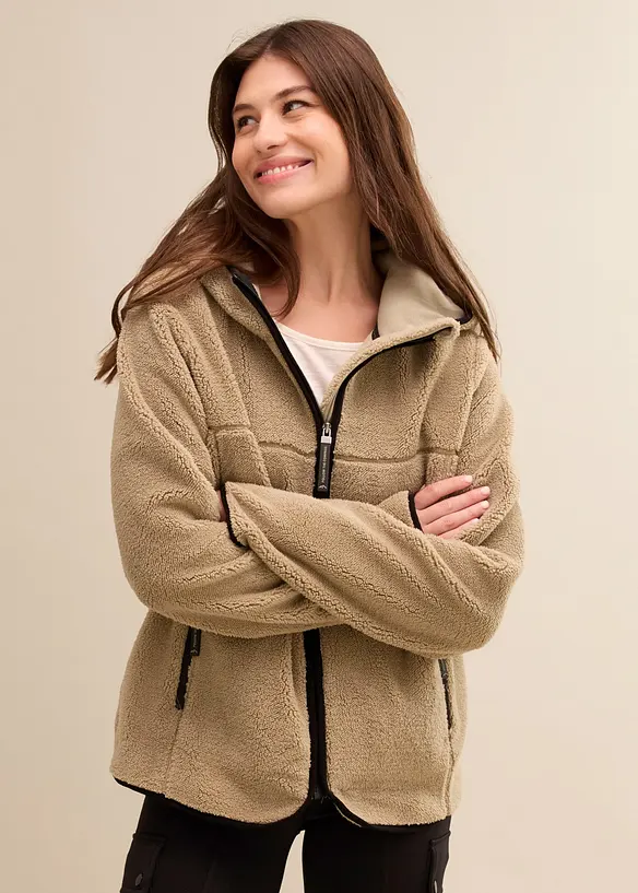 Veste en polaire peluche &agrave; capuche, bonprix