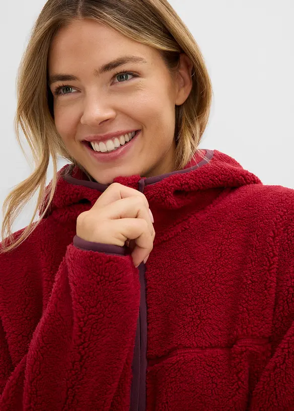Teddy-Fleece Jacke mit Kapuze, bonprix